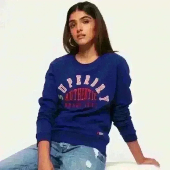 SuperDry Urban Street Logo Spellout Crewneck Sweatshirt US 8 - Picture 2 of 7